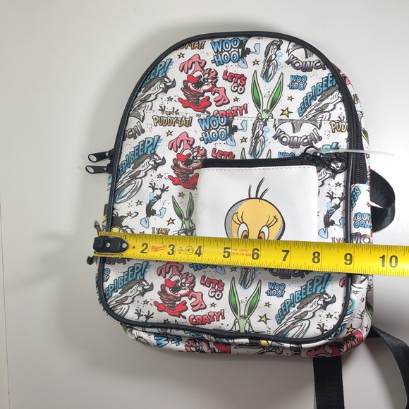Looney Tunes All Over Print Faux Leather 10.5" Women’s White Mini Backpack. - Picture 14 of 15